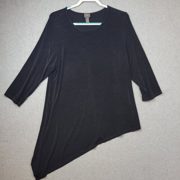 Chico's Tops - Chicos Travelers Cardigan Sz 3 Asymmetrical Hem Pullover Slinky‎ Stretch Black